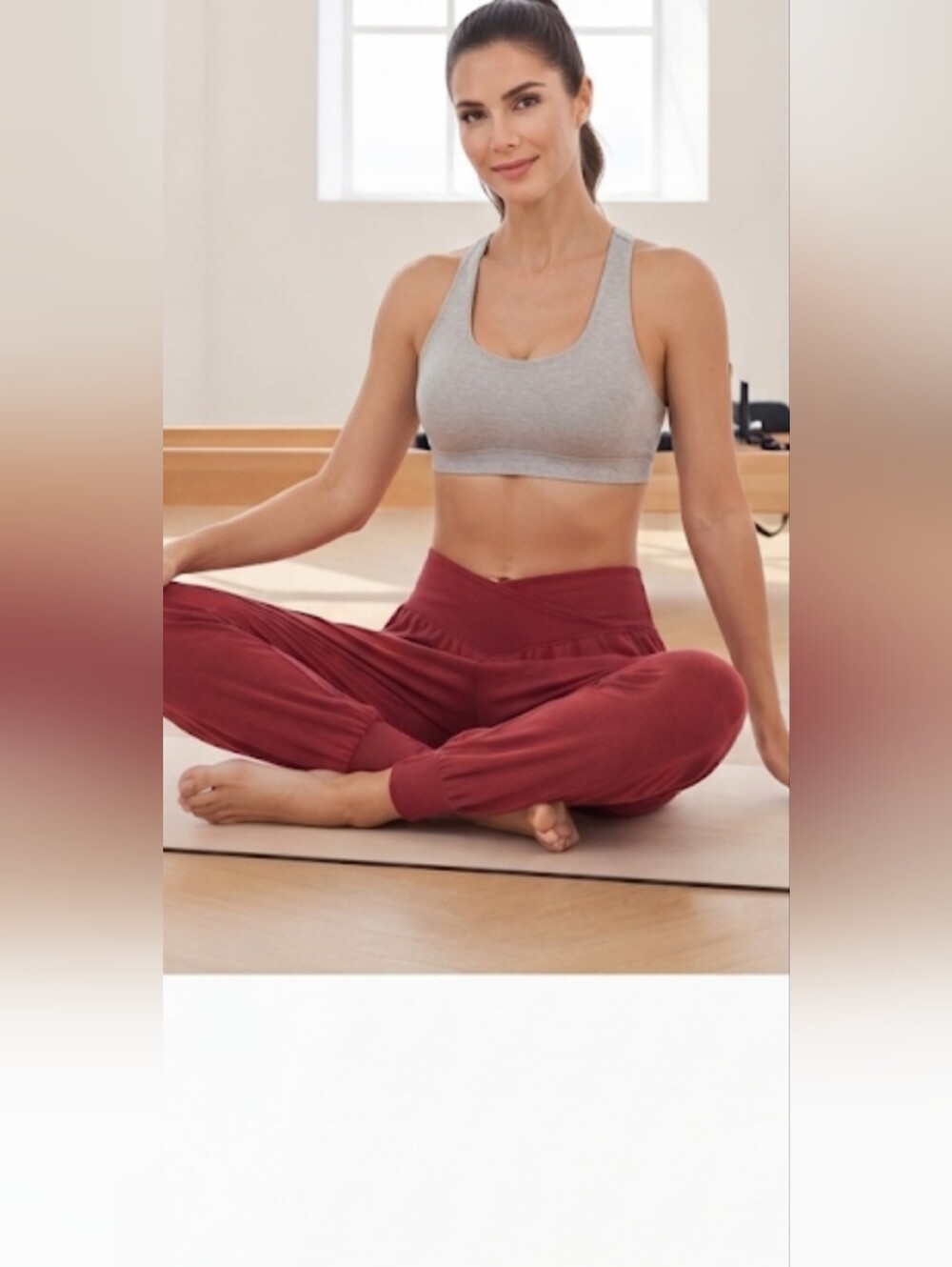 High-Waisted Womens Jogger Pants in Wine Red